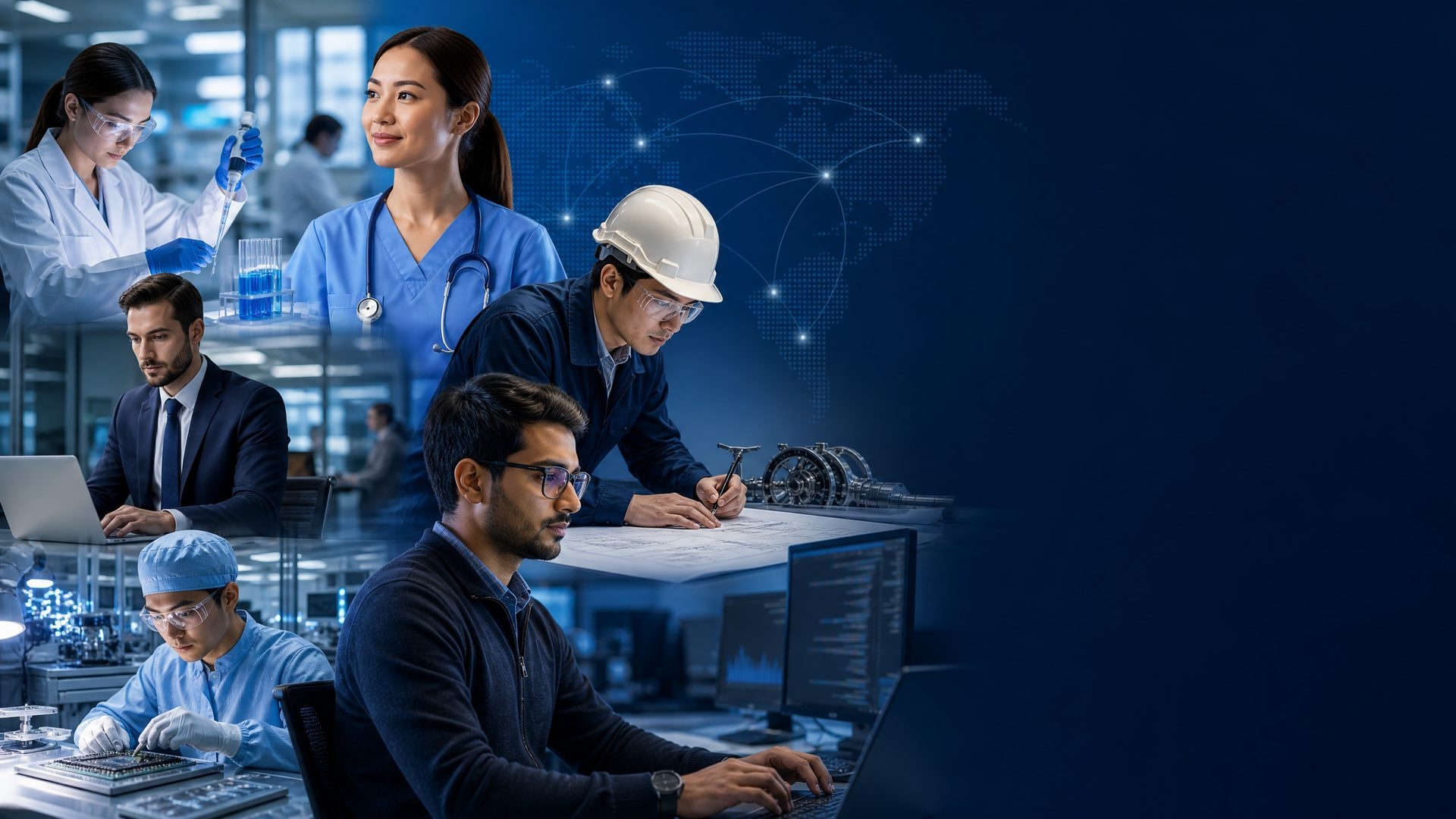 Professionals across engineering, healthcare, pharma, semiconductor, and technology sectors HirePlus serves