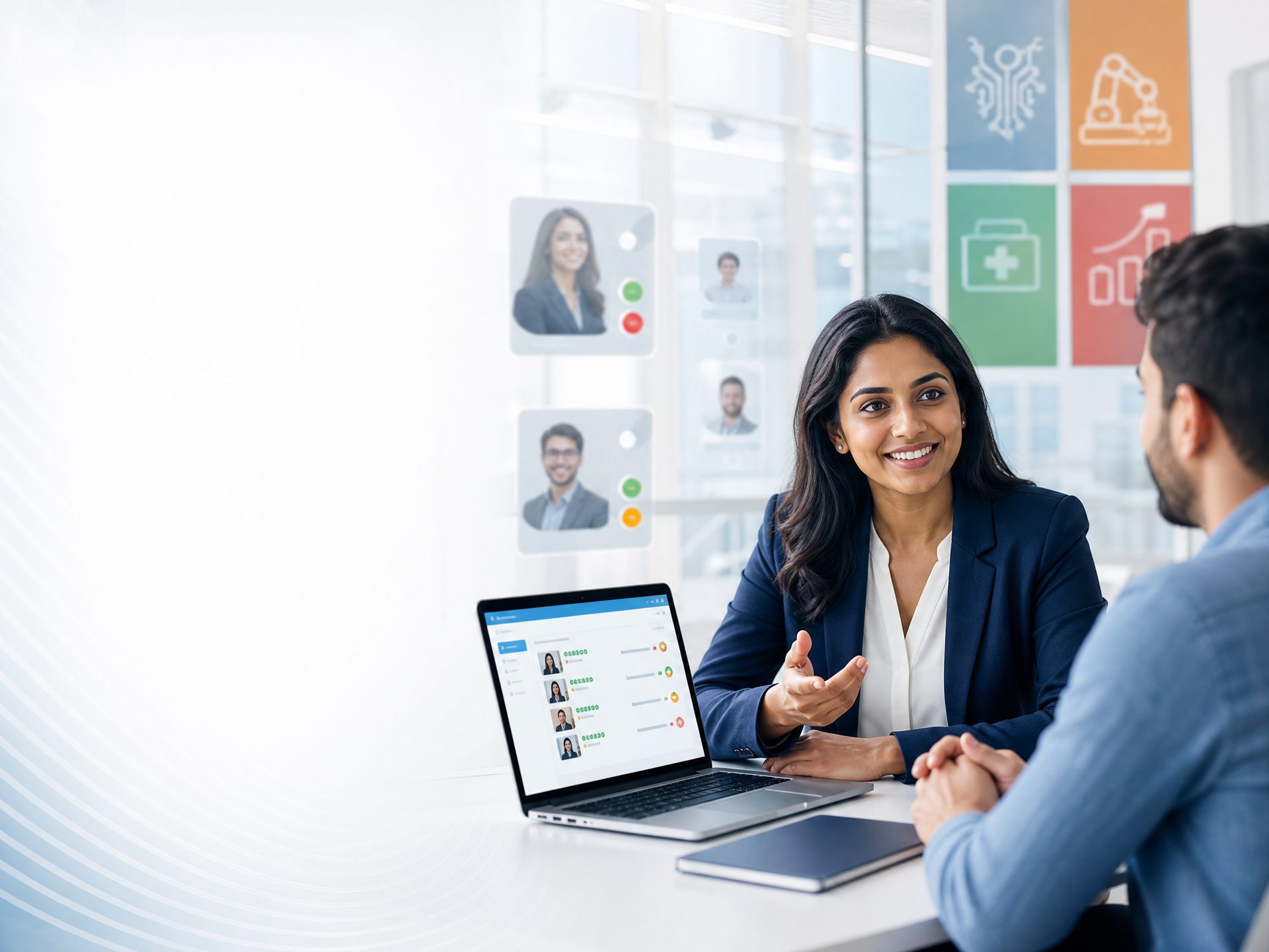 HirePlus recruiter conducting a candidate interview with real-time screening dashboard
